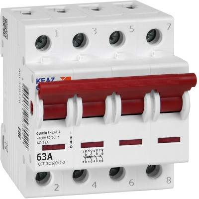 Выключатель нагрузки модульный КЭАЗ OptiDin BM63PL-463-УХЛ3 ВМ63PL