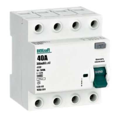 Выключатель дифференциального тока Dekraft УЗО 03-6кА-4P-040А-300-AC