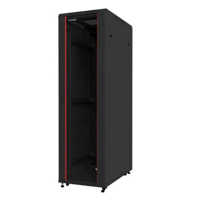 Шкаф напольный 42U Netko серия T2(A2) (600х1000х2055), передняя дверь стекло, чёрный(упакован в 3 коробки)