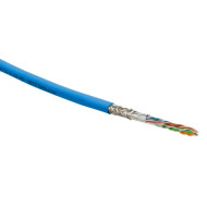 Hyperline SFUTP4-C5E-S24-IN-PVC-BL-305 (305 м) Кабель витая пара SF/UTP, категория 5e, 4 пары(24 AWG), одножильный(solid), экран - фольга + медная оплетка, PVC, –20°C – +75°C, синий