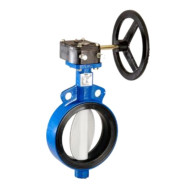 Затвор дисковый DelVal поворотный межфланцевый Чугун/нерж CF8/EPDM , редуктор, 10" DN250 PN10, цвет - синий