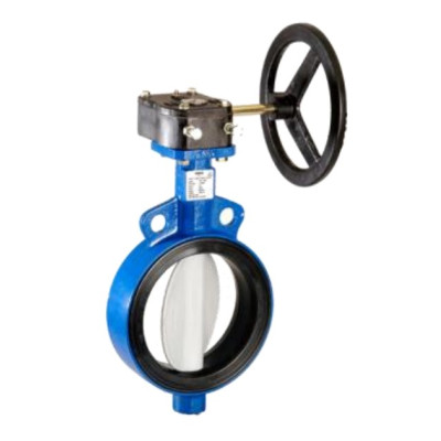 Затвор дисковый DelVal поворотный межфланцевый Чугун/нерж CF8/EPDM , редуктор, 10" DN250 PN10, цвет - синий