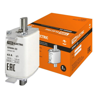 Плавкая вставка предохранителя TDM ППНН-33 габ.00, 63А