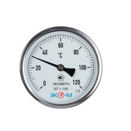 Термометр биметаллический БТ-1-100 120С Дк100 L=100 осевой Экомера