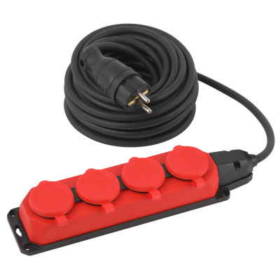 Удлинитель Эра силовой UK-4e-3x1.5-10m-IP44(KG) с заземлением 4 розетки каучук 10м КГ 3х1.5кв.мм IP44 Б0057586