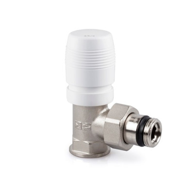 Вентиль угловой SR Rubinetterie "ITALIA" 1/2" ручной, преобразуемый в термостатический, цвет никель