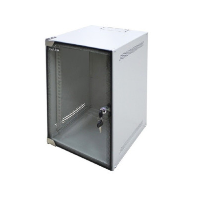 Шкаф настенный 10" 9U Netko серия WS (280х310х462), передняя дверь стекло, серый