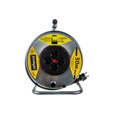 Удлинитель силовой на металлической катушке Inforce К4-Е-50 КГ 3x2.5 50м 16А 4 розетки