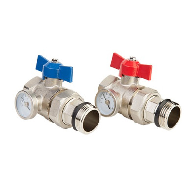 Шаровые краны с термометром для коллектора MVI Ду25 с термометром