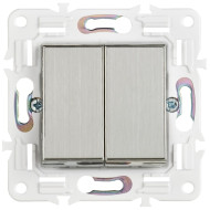 SKANDY Выключатель 2-клавишный проходной 10А SK-V05N металл никель IEK