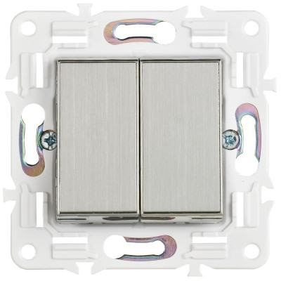 SKANDY Выключатель 2-клавишный проходной 10А SK-V05N металл никель IEK