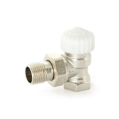Вентиль термостатический угловой Uni-fitt HВ 3/4", никелированный с разъёмным соединением