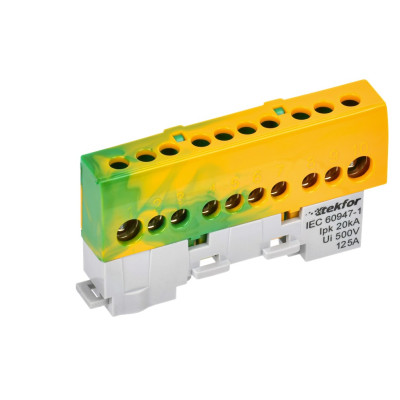 Шина IEK TEKFOR PE "земля" изолированная на универсальном держателе 8х12-10-ЖЗ