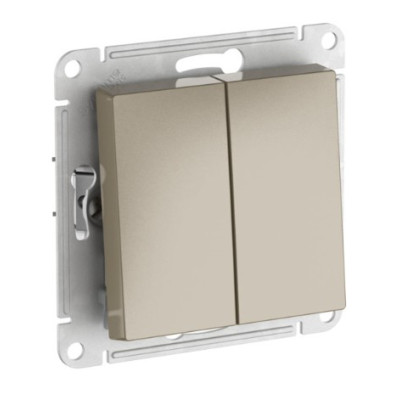 2-клавишный ПЕРЕКЛЮЧАТЕЛЬ Systeme Electric ATLASDESIGN, сх.6/2, 10АХ, быстрозажимные клеммы, ШАМПАНЬ