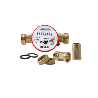 Счётчик учёта горячей воды ENBRA EV-AM1 L80 D15 B, со сгонами