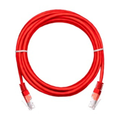 Коммутационный шнур NETLAN U/UTP 4 пары, Кат.5е (Класс D), 100МГц, 2хRJ45/8P8C, T568B, заливной, многожильный, BC (чистая медь), PVC нг(B), красный, 0,5м, уп-ка 10шт.