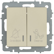 BRITE Выключатель 2-клавишный с индикацией для отелей 10А ВС10-2-9-БрКр бежевый IEK