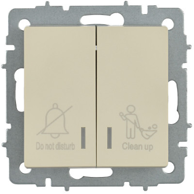 BRITE Выключатель 2-клавишный с индикацией для отелей 10А ВС10-2-9-БрКр бежевый IEK