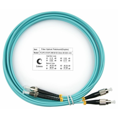 Оптический патч-корд FC-ST Cabeus FOP-50-FC-ST-3m 50/125 (ОМ3) 3 метра
