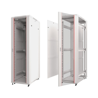 Шкаф напольный 27U Netko серия T2(A2) (600х1000х1388), передняя дверь стекло, серый, разобранный (упакован в 3 коробки)