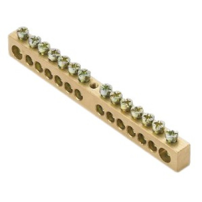 ШН201-14-100 Шина нулевая 14 групп/крепеж по центру, сечение 8x12мм DEKraft