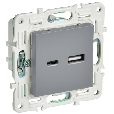 SKANDY Розетка USB A+C 3,1А SK-R14Gr серый IEK