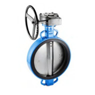 Затвор дисковый поворотный GROSS, DN 600, PN 10/16, корпус ковкий чугун GGG40 (ВЧШГ), диск хром чугун GGG40, редуктор