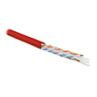 Hyperline FUTP4-C6-S23-IN-LSLTX-RD-305 (305 м) Кабель витая пара F/UTP, категория 6, 4 пары (23 AWG), одножильный (solid), экран - фольга, нг(А)-LSLTx, внутренний, красный