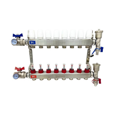 Группа коллекторов "ViEiR" с расход 8 -вых нерж с кранами 1"x3/4"