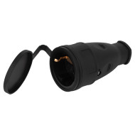Розетка ЭРА RX10-B-IP44 16А IP44 прямая с заземлением каучук черная