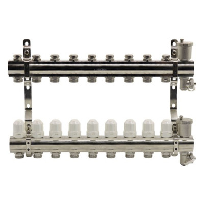 Блок коллекторный Kromwell с термостатическими вставками и запорными клапанами 1"x3/4"x9