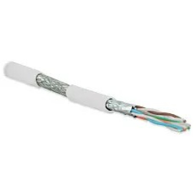 Кабель витая пара Hyperline SFTP4-C6A-S23-IN-LSZH-WH-500 (500 м) одножильный (solid), каждая пара в фольге, общий экран - медная оплетка, для внутренней прокладки, нг(A)-HF, –20°C – +60°C, белый