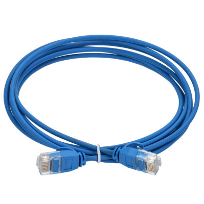 Коммутационный шнур ITK кат.5E UTP LSZH 1,5м slim язычок синий