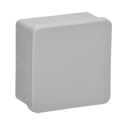 Коробка распаячная двухкомпонентная КМ42455 для открытой проводки безгалогенная (HF) 100х100х50мм IP67 8 вводов серая IEK