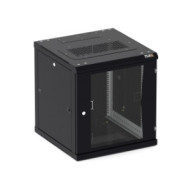 Настенный разборный шкаф TLK 19", 15U, стеклянная дверь, Ш600хВ770хГ600мм, 2 пары монтажных направляющих, черный