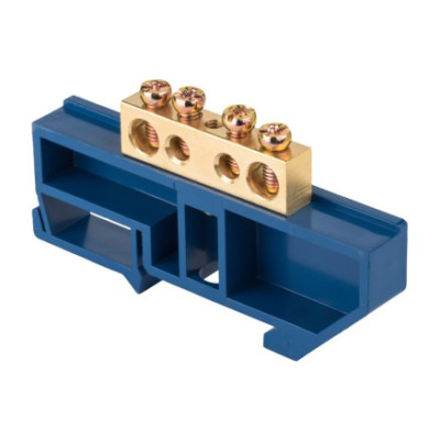 Шина нулевая EKF PROxima N 8х12 4 отверстия синий изолятор на DIN-рейку латунь