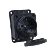 Розетка Lezard наружной установки прямая с заглушкой 2Р+РЕ каучук 106-0400-103