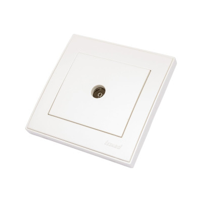 TV Розетка Lezard Rain проходная жемчужно-белый металлик СП 703-3030-129 в сборе с рамкой