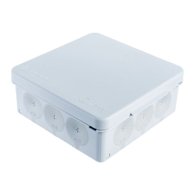 Коробка распределительная для прямого монтажа двухкомпонентная безгалогенная Промрукав (HF) 100х100х40 серая