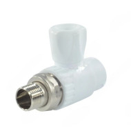 Кран PP-R бел шар Дн25х3/4" НР прям д/рад РосТурПласт