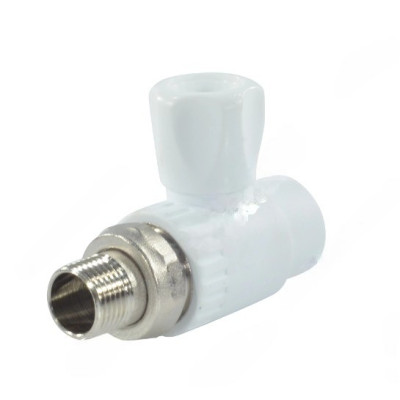 Кран PP-R бел шар Дн25х3/4" НР прям д/рад РосТурПласт