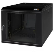 Настенный разборный шкаф TLK 19", 12U, стеклянная дверь, Ш600хВ569хГ450мм, 1 пара монтажных направляющих, черный