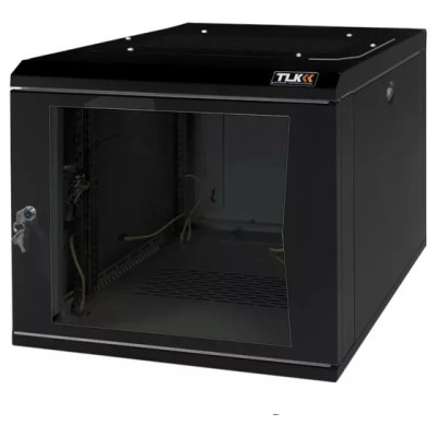 Настенный разборный шкаф TLK 19", 12U, стеклянная дверь, Ш600хВ569хГ450мм, 1 пара монтажных направляющих, черный