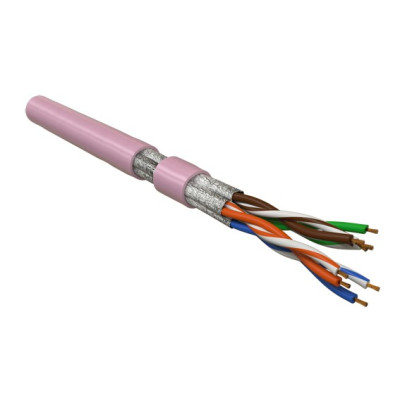 Кабель витая пара Hyperline UFTP4-C6A-S23-IN-LSZH-PK-500 (500 м) 4 пары (23AWG), одножильный (solid), каждая пара в экране, без общего экрана, нг(A)-HF, –20°C – +60°C, розовый