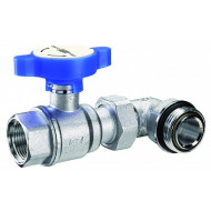 Шаровой кран FAR с угольником хром. 1"ВР х 1"НР синяя рукоятка O-ring