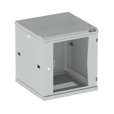 Настенный разборный шкаф TLK 19", 18U, стеклянная дверь, Ш600хВ904хГ450мм, 2 пары монтажных направляющих, серый