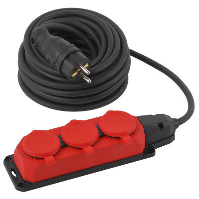 Удлинитель Эра силовой UK-3e-3x1.5-5m-IP44(KG) с заземлением 3 розетки каучук 5м КГ 3х1.5кв.мм IP44 Б0057579