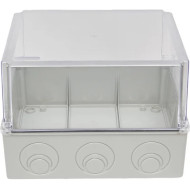 Коробка приборная Greenel наружного монтажа с прозрачной крышкой 240х195х165мм IP55, в комплекте кабельные вводы