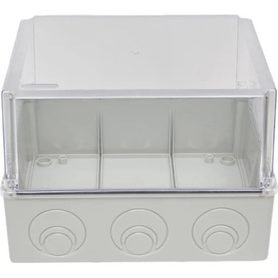 Коробка приборная Greenel наружного монтажа с прозрачной крышкой 240х195х165мм IP55, в комплекте кабельные вводы