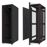 Шкаф напольный 42U Netko серия TS(AS) (800х800х2055), передняя дверь стекло, черный, разобранный